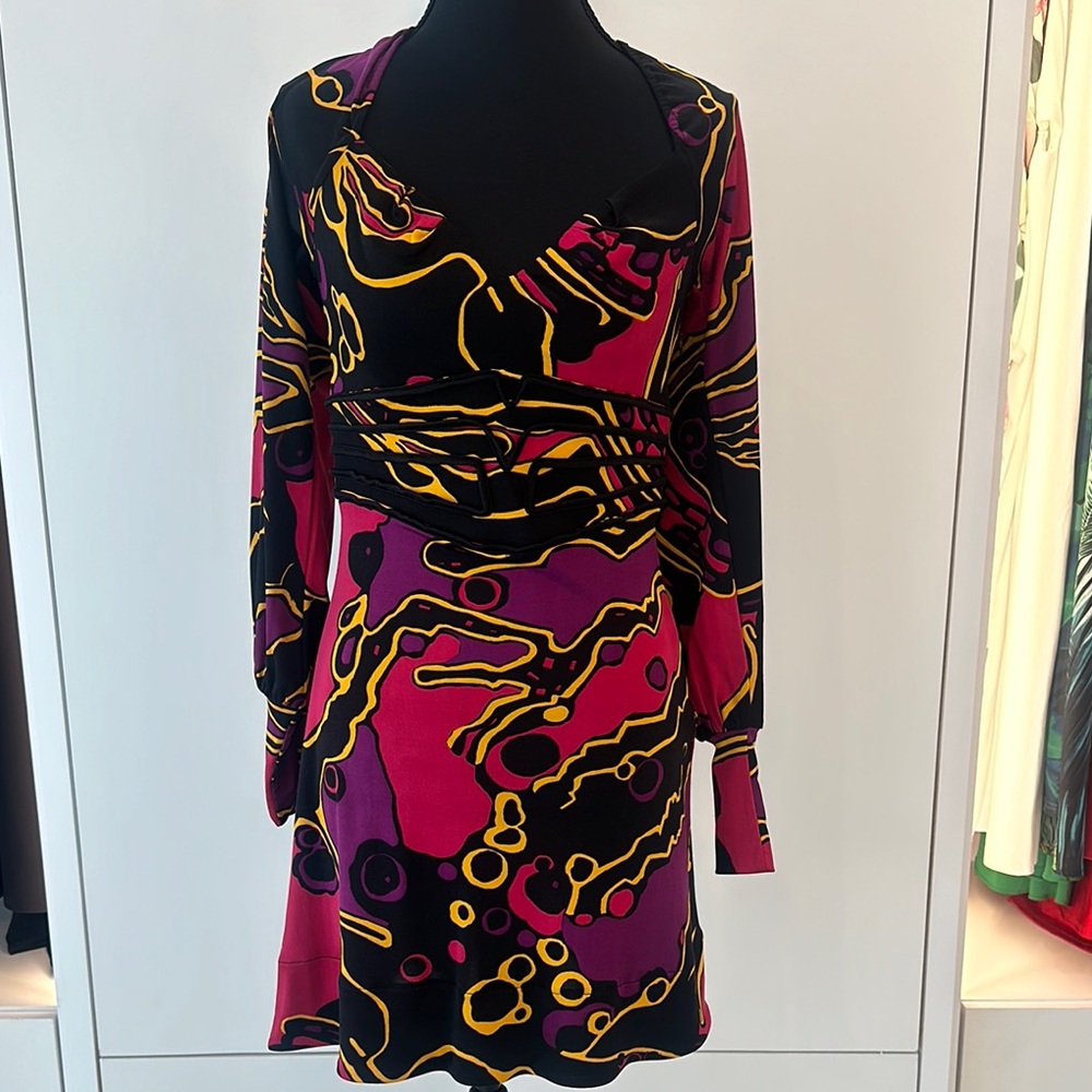 Vibrant Pink and Black Women's Dress
